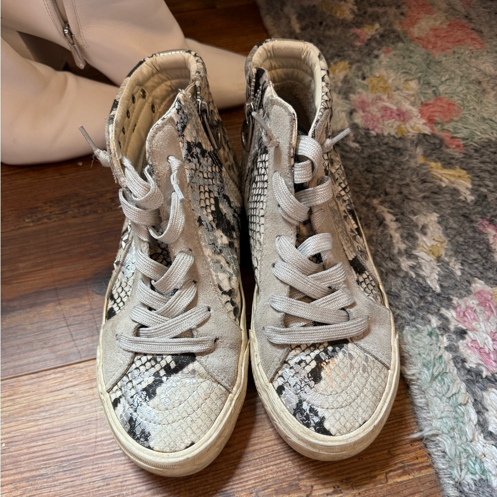 Vintage Havana Silver Snake Print High-Top Sneakers